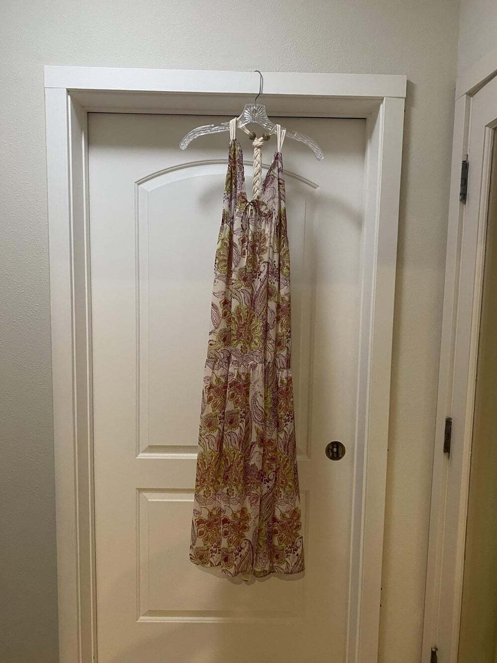 Zara Dress Womens XS Multicolor Paisley Halter Maxi Chiffon Tassel Sundress